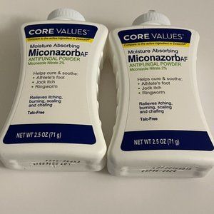 Lot of 2 CoreValues Moisture Absorbing Antifungal Powder 2.5 oz EXP 6/2024